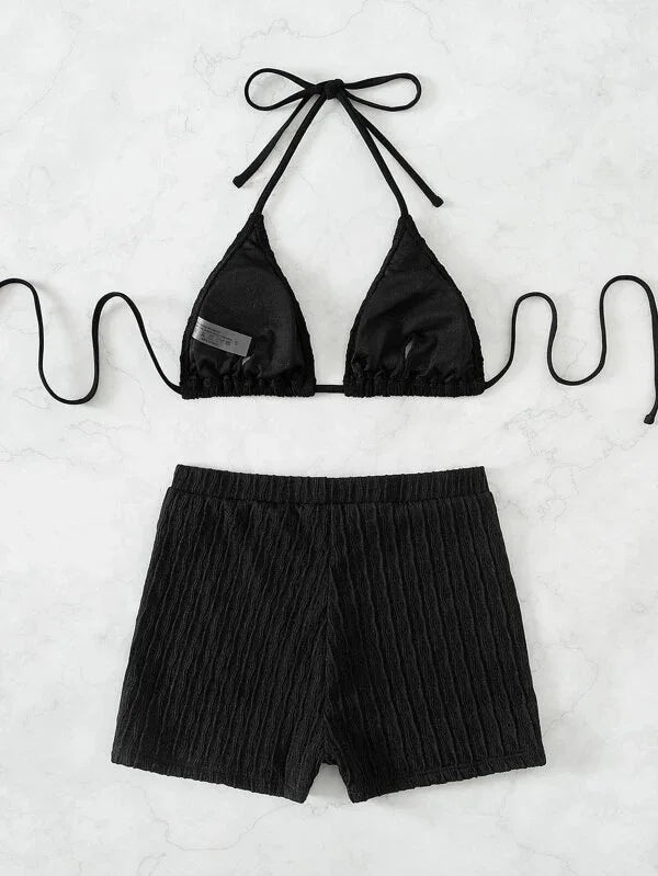 High Waist Bikini 2023 Woman White Swimsuit Women Swimwear with Shorts Bikinis Set Bathing Suits Beachwear Summer Swim Suits