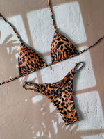 2026 Sexy Bikini 2 Piece Set Drawstring Straps Black Leopard Print Swimsuit For Women Summer New A Knot On The Chest