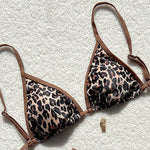Sexy Leopard Print Bikini 2 Piece Set Women Laced Up Split Swimsuit Low Waist Beachwear 2025 New Summer Swimwear Bikinis Set