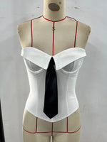 Spring Summer Women's Tank Top 2026 New Sexy Strapless Crop Top Fashion American Style Fishbone Corset Lady Night Club Camisole