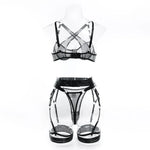 Toucheart Sexy Floral Embroidery Underwear Steel Ring Bra Lace Mesh Sexy Webbing Hollow Waistband Hanging Erotic Lingerie Suit