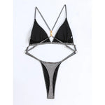 Sexy Sequins Cross Back Extreme String Mini Micro Thong Women Swimwear One Piece Swimsuit Female Bather Bathing Suit Swim V5506