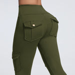 Women's Cargo Pocket Fitness Yoga Leggings With Pockets - High-Waisted Stretch Tights Butt Lift Yoga Running Pants