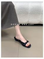 2026 New Polka Dot Wedges Heels Women Slippers Fashion Open Toe Butterfly-knot Party Dress Slide Summer Outdoor Daily Wear Shoes