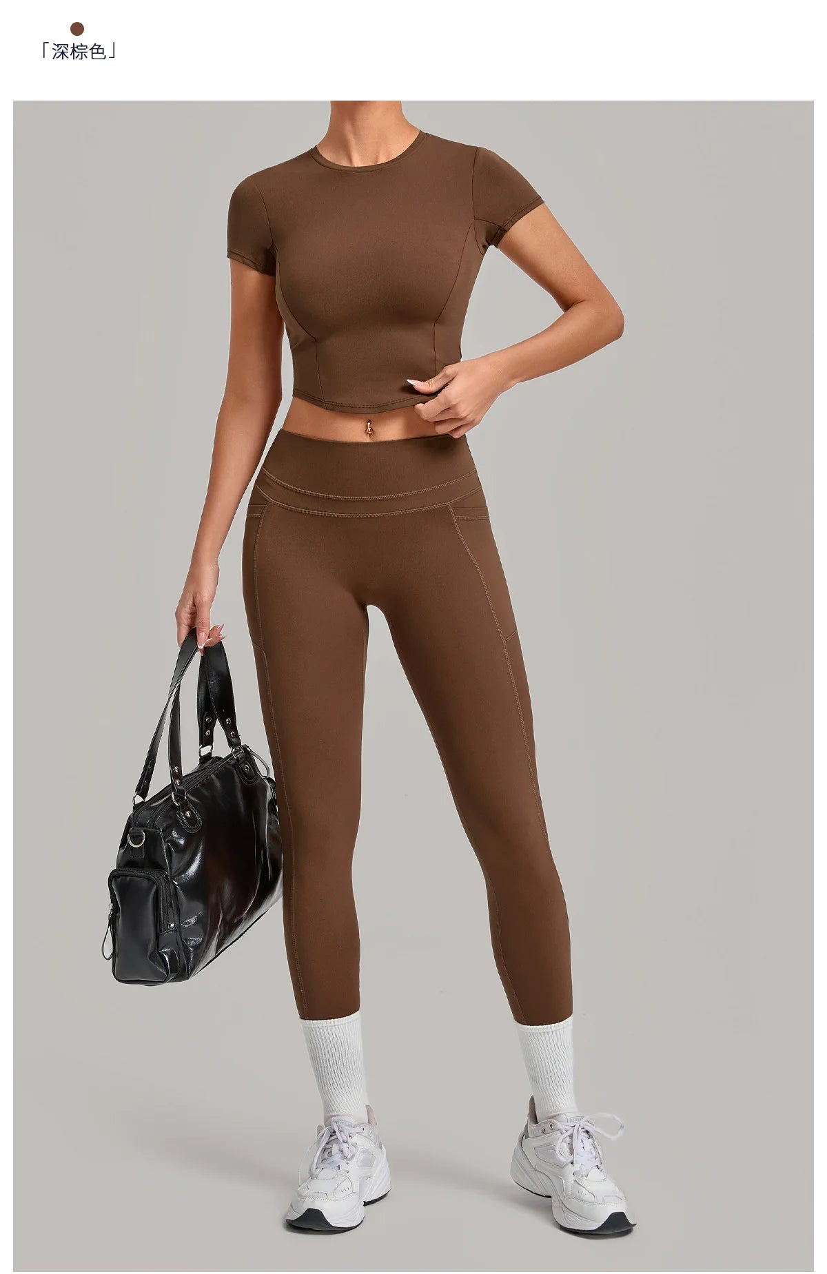 Women Tracksuit Yoga Sets Short Sleeve Slim Sports T Shirts Workout Clothes Outdoor Tight High Waist Pocket Pants Fitness Suits