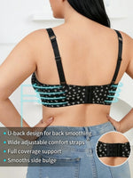 Women's Plus Size Push Up Bra Rhinestone Wide Shoulder Strap Underwear Comfortable Side-Breast-Enhancing Underwire Bra