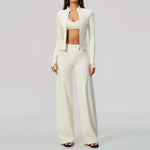 3 PCS Yoga Sets Women Long Sleeve Zipper Slim Jacket+sports Bra+high Waist Flare Pants Fitness Suits Gym Exercise Athletic Wear