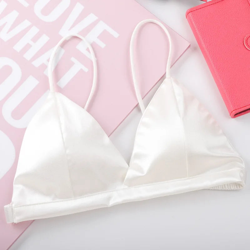 Tube Top For Women Ice Silk Sexy No Steel Ring Bra Breathable One Piece With Open Back Thin Straps Summer Female's Underwear