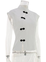 Fashion Women Short Sleeve Tops Tees Button Hollow Out Solid Slim Sheath Elegant Office Top Casual Cheongsam Inspired T-Shirt
