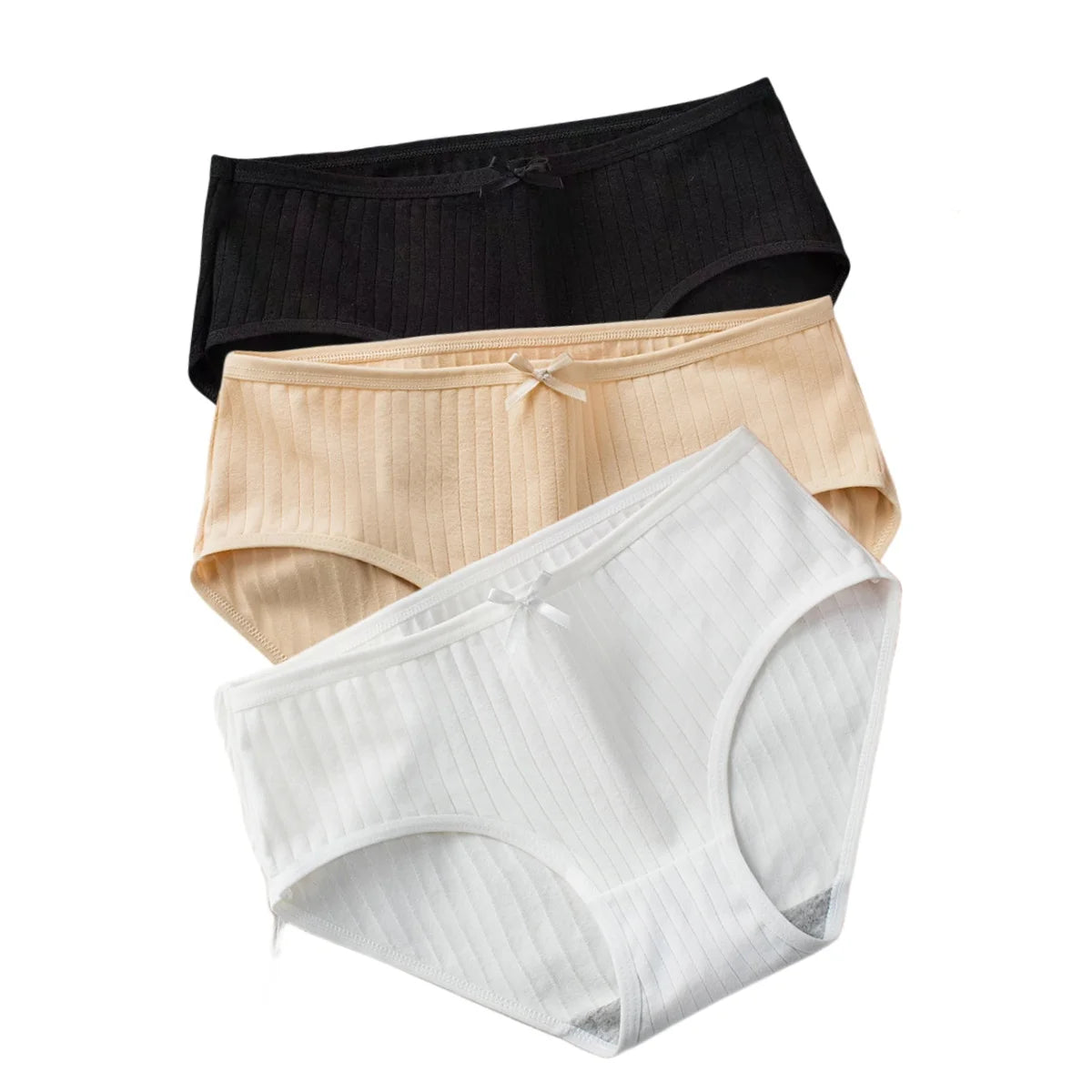 3Pcs/Set Cotton Panties Low Waist Briefs Solid Color Lingerie Women Underpants Comfy Breathable Underwear Intimates