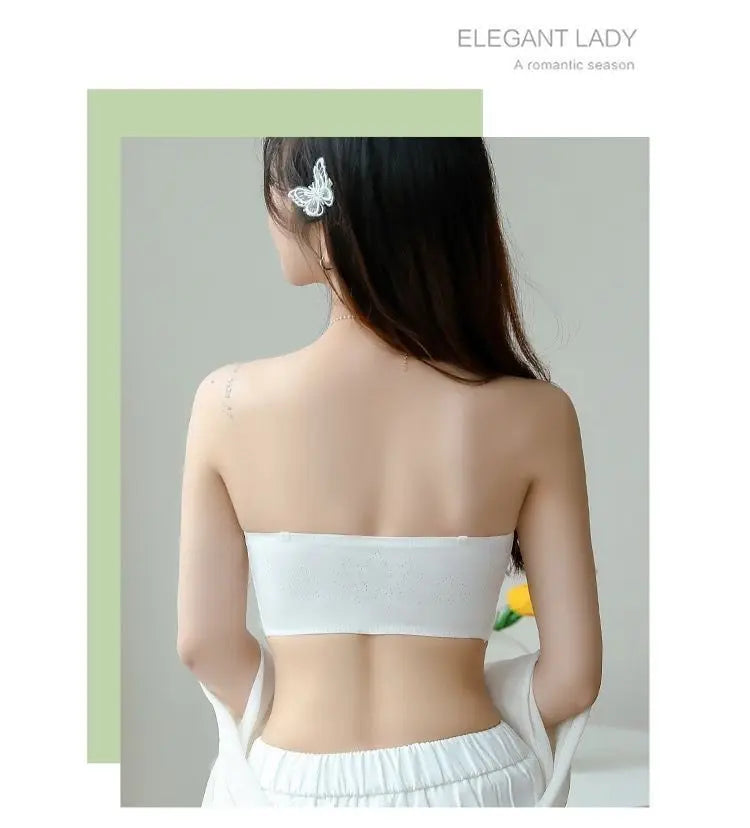 Summer Ice Silk No Trace Strapless Underwear Women Small Chest Gathering Non-slip Not Drop Breast Invisible Bra Cover Wipe Chest