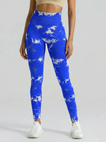 Boho Tie Dye High Waist Knit Elastic Fitness Yoga Tights Butt Lifting Workout Pants for Women
