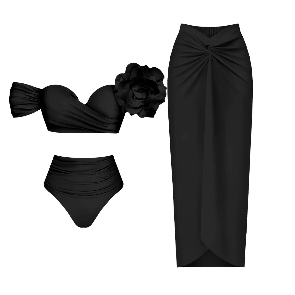 Floral 2Pcs Sexy Swimsuit 2026 Bandeau Biquini Women Bikini Push UpSwimwear Female Swim Suits Cover Up Bathingsuit Beachwear