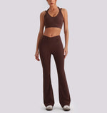 Women's Yoga Exercise Sets Women Backless Sports Tank Top V Shape High Waist Wide Leg Pants Fitness Gym Running Workout Clothes