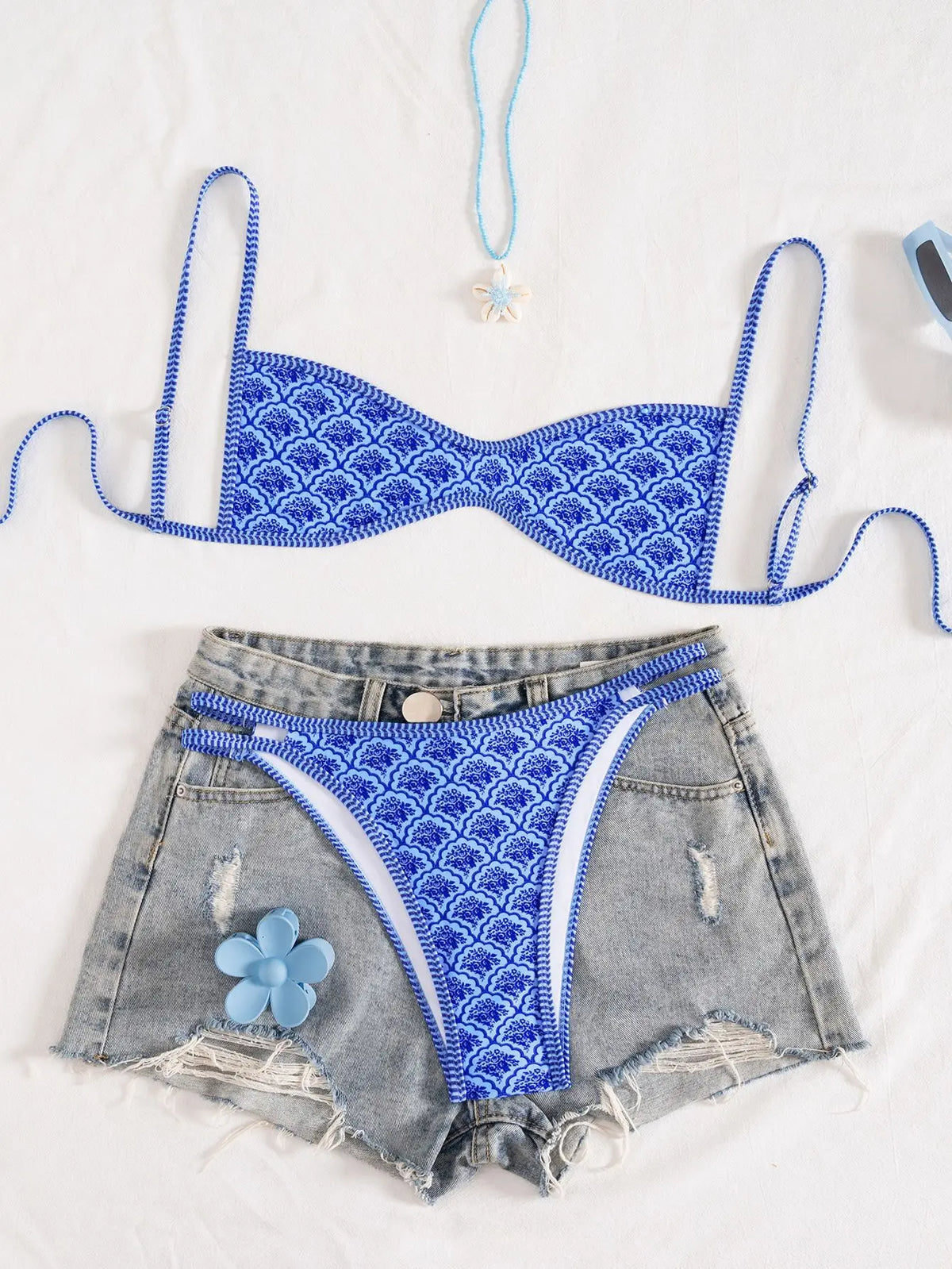 Sexy Coffee Polka Dot Print Bikini Set 2026 Women Pleate Push Up Bra Hollow Out Thong Swimsuit Summer Pool Bathing Suit Swimwear