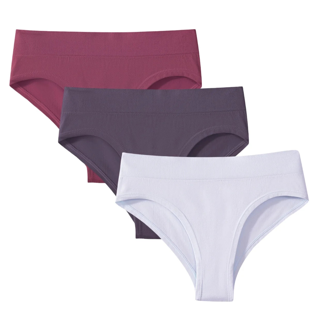 3Pcs/Set High Rise Briefs Women Classic Panties Female Underpants Solid Color Panty Plus Size Underwear Sexy Lingerie S-3XL