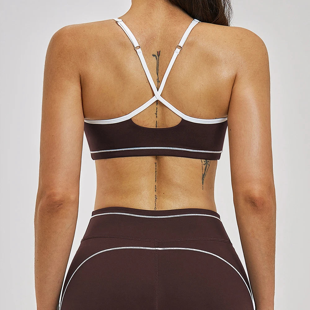 Yoga Bra U-Shaped Adjustable Shoulder Strap Cross Back Women Fitness Sports Bra Top Gym Yoga Athletic Tight Workout Jog Soft Pad