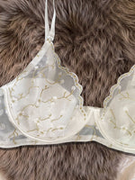Underwear for Girls, Summer Thin Style, Pure and Sweet, Embroidered Lace, Underwire, Slimming, Deep V, Beautiful Back Bra