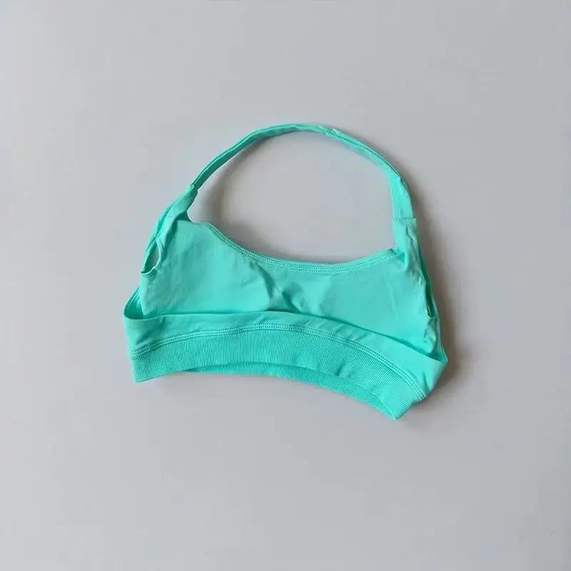 Women's Sexy Backless Yoga Sports Bra Shock-Absorbing Gathered Fitness Bra Beautiful Back Neck Hanging Design