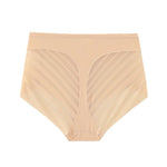 1PC Women Mid-Rise Striped Mesh Shaping Briefs Anti-Chafing Shapers Tummy Control Panties Under Skirt Plus Size Underwear M-3XL