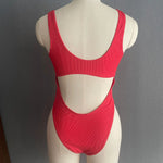 Sexy Hollow Out Thong Bikini 2026 Women Black Red Ribbed Backless Tummy Cut Out One Piece Swimsuit Beach Bathing Suit Swimwear