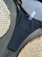 Black rhinestone process bikini sexy thong split swimsuit 2-piece beach set