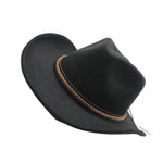 Women Men Retro Felt Jazz Hats Classic Cowboy Hats Wide Brim Cowgirl Sun Hats with Decorative Band