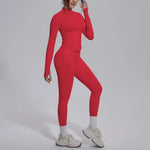 Women's Seamless Yoga Sets Sports Fitness Zipper Long-Sleeve Jacket Slim-fit Hip Lift Pants Suits Workout Training Gym Sets