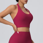 Sexy Gym Women's Sports Bra Breathable Hanging Neck Backless Sports Bra Women's Comfortable Exercise Pilates Training Yoga Top