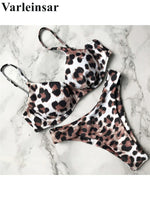 S - XL New Sexy Leopard Bikini Women Swimwear Female Swimsuit Two-Pieces Bikini Set Underwire Bather Bathing Suit Swim Wear V872