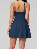 Bodycon Tennis Dress with Shorts Pocket Women Speed Dry Sleeveless V Neck One Piece Sport Outfit Short Dress Fitness Yoga Set
