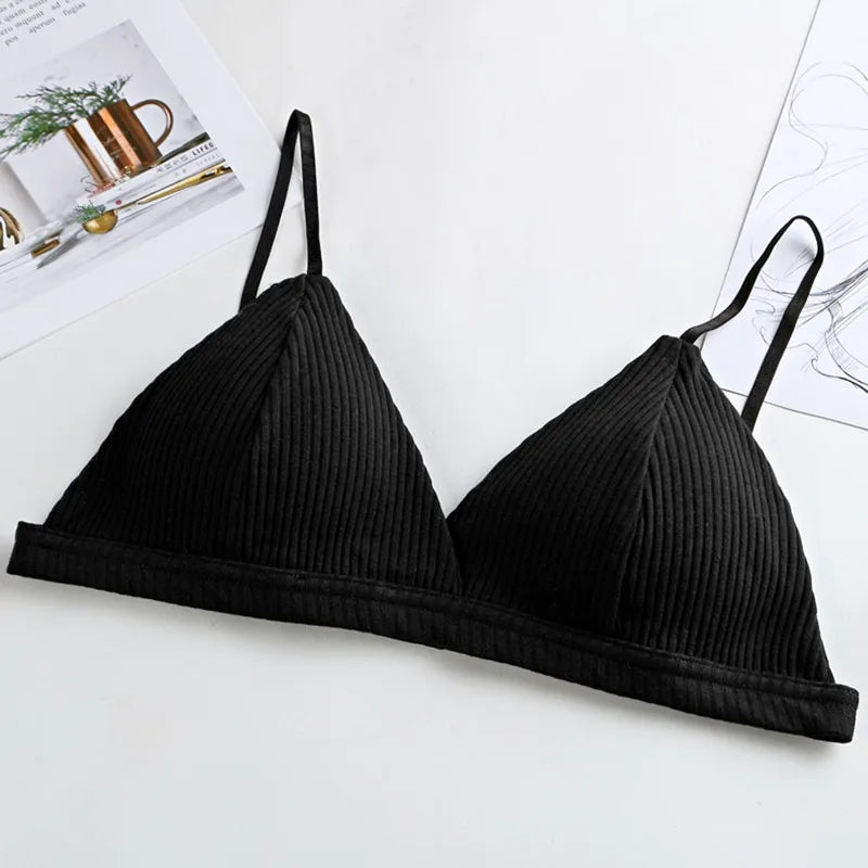 2Pcs/Set Cotton Bras For Women Push-Up Brassiere Sexy Lingerie Female Wire Free Seamless Underwear 1/3 Cup Padded Bralette