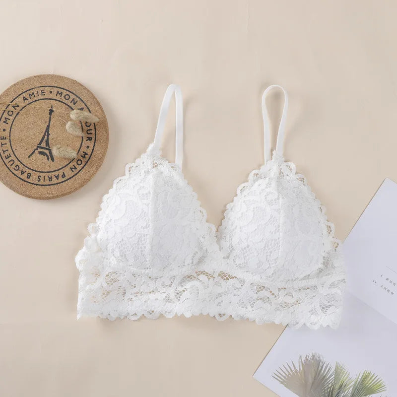Floral Lace Bra Non-Wire Bralette Push Up Bras For Women V-neck Brassiere Female Padded Underwear Sexy Lingerie Intimates