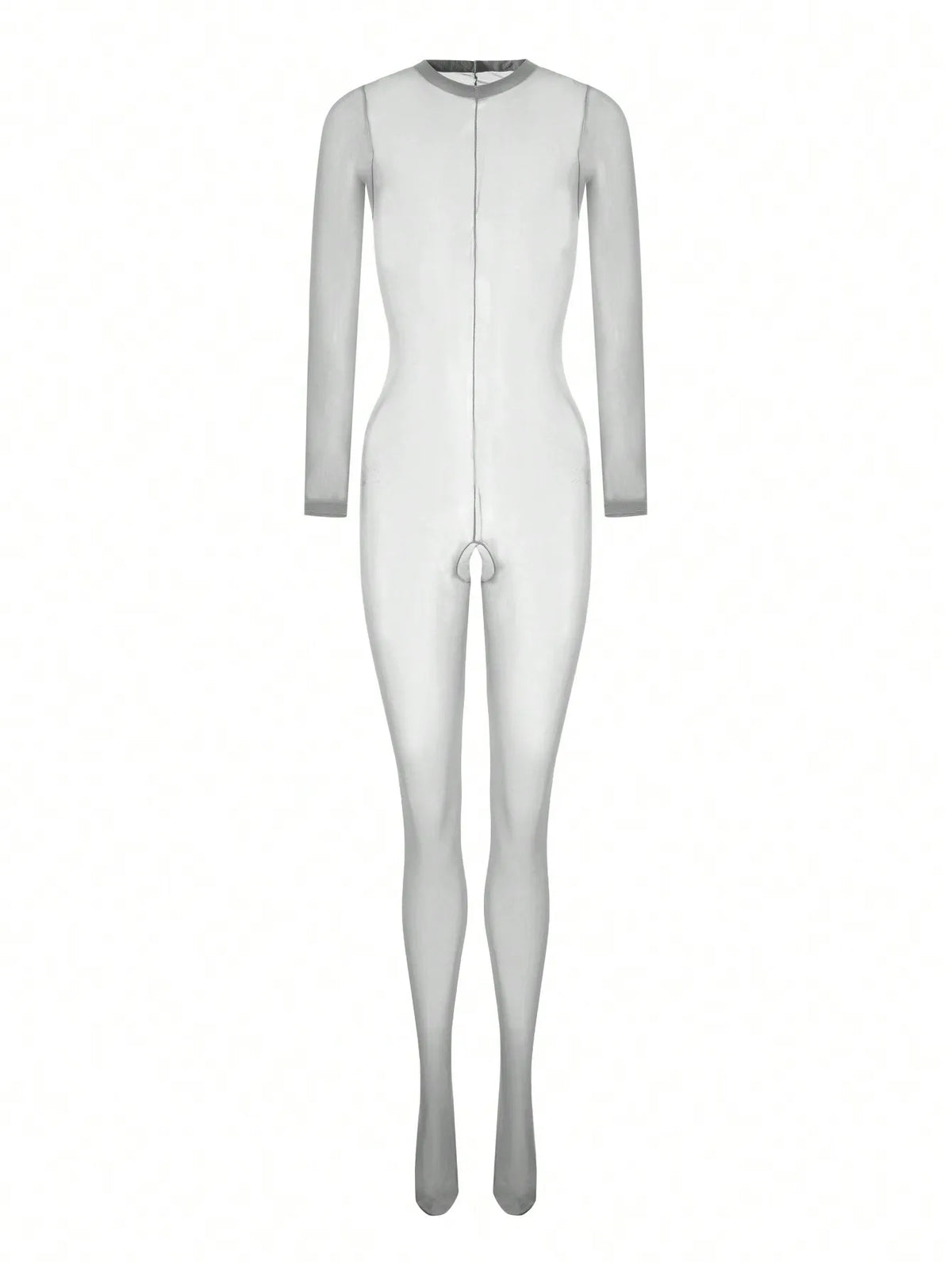 1pc Solid Color Sexy Women's Lingerie, High Stretch Sheer Thin Bodystocking, -Apart Charming Jumpsuit