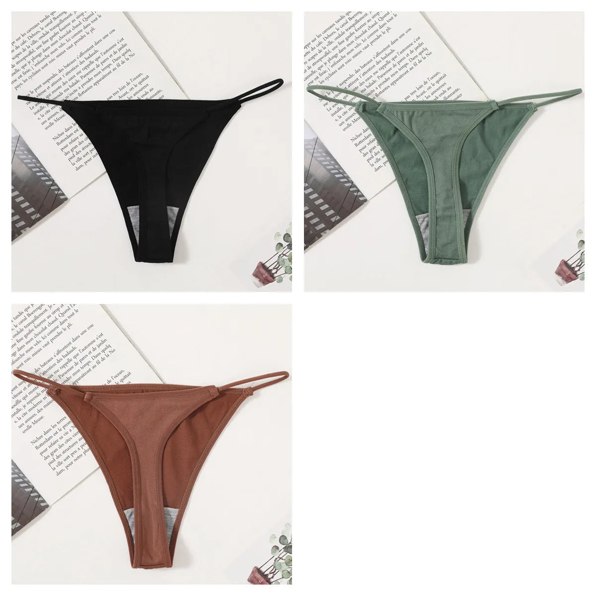 3Pcs/Set Women Panties G-String Seamless Underwear Low Rise Thongs Sexy Lingerie Female Thong G-String High Cut Panties