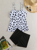 Sexy High Waist Shorts Ruffle Women Swimsuit Two Piece Swimwear Female Tankini Set Polka Dot Bathing Suits Brazilian Biquini