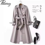 Phantasy Trench Coat Women Long Sleeve Jacket British Style Long Cloack Lace Up Elegant Office Lady Trench Spring Autumn Outfit