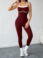 Women Seamless Yoga Jumpsuit Workout Bodysuit Tummy Control Butt-Lifting Gym Clothes Sleek Sportswear Striped Athletic Outfit