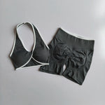 2pcs Women's Seamless Push-up Sports Vest Bra Set with High Elastic Hip Lifting Shorts for Running Aerobics Yoga