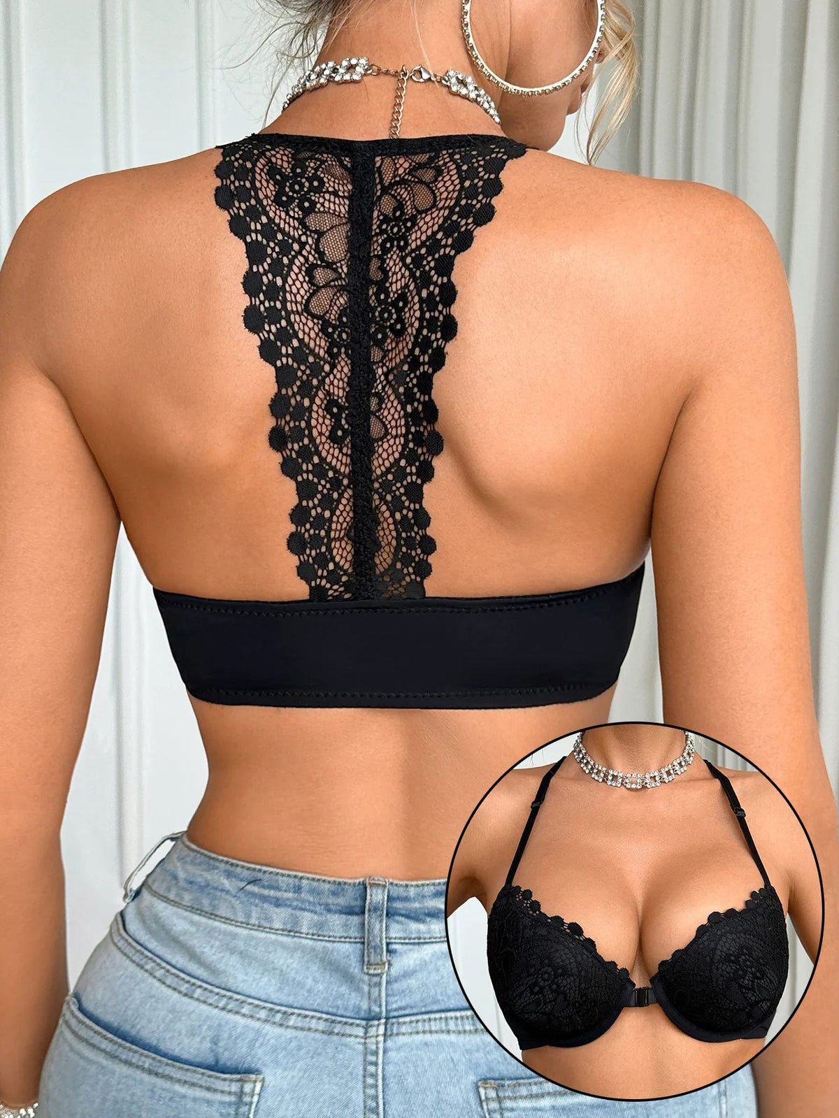 Modern Lace Women's Sexy Bras Front-Clasp Push-Up Bra Back Beauty Underwire Bra Comfortable Bras Women
