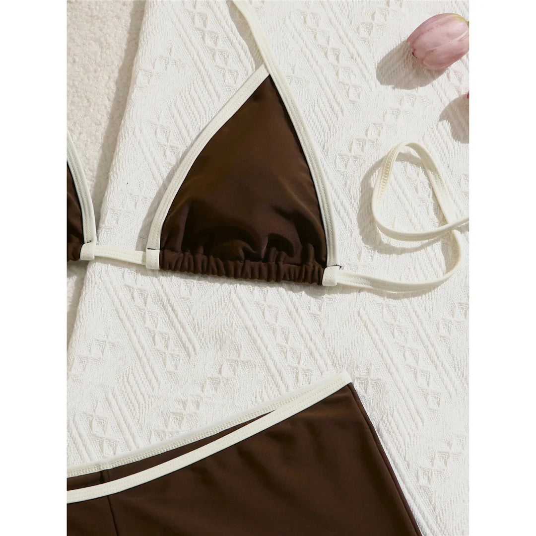 Sexy Splicing Halter Shorts Bikini Female Swimsuit Women Swimwear Padded Bather Bathing Suit Swim Two-pieces Bikini set K8132