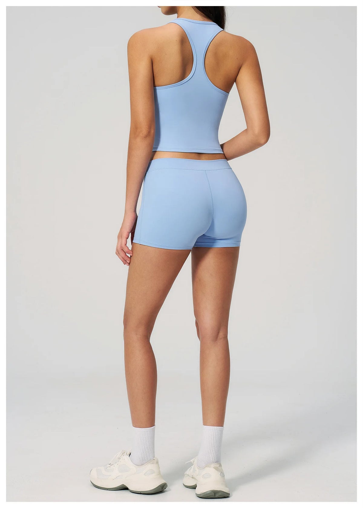 Gym Women Yoga Sets Women Brushed Square Neck Slim Sports Tank Top Fitness Suit Outwear Running High Waist Shorts Tracksuit