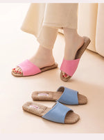 2026 New Breathable Linen Slippers For Women Men Spring Summer House Shoes Soft PU Leather Anti-slip Couples Home Floor Slides
