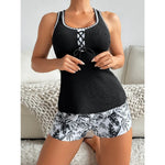 Women's Bathing Suit Two Pieces Tankini Set Summer Sexy Beach Wear High Waisted Print Shorts Swimwear Raceback Women Swimsuit