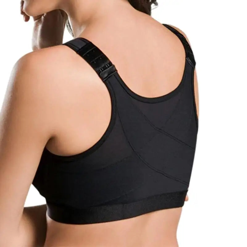 Correction Sports Women's Bra Without Steel Ring Gathered Adjust Brassiere Yoga Fitness Vest Front Zipper Shockproof Underwear