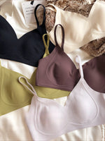 Summer Ice Silk Bra Seamless Women Underwear Sexy Ultra Thin Comfort Bralette French Rabbit Ears Padding Fixed Push Up Bras