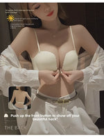 Front Button Underwear Women's Small Chest Pull Up To Show Large Summer Thin Collection Breast Anti-sag White Thin Strap Bra