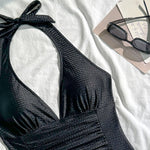 New Deep V Neck One Piece Swimsuit 2026 Women Orange White Pleate Tummy Control Swimwear Beach Holiday Bathing Suit Monokini