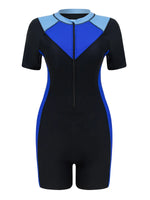 2026 Zipper Short Sleeve Slim Swimsuit Women One Piece Padded Swimwear Female Bather Bathing Swimming Swim Surf Suit Beachwear