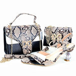 Doershow African fashion Italian Shoes And Bag Sets For Evening Party With Stones fuchsia Italian Handbags Match Bags!HRT1-38